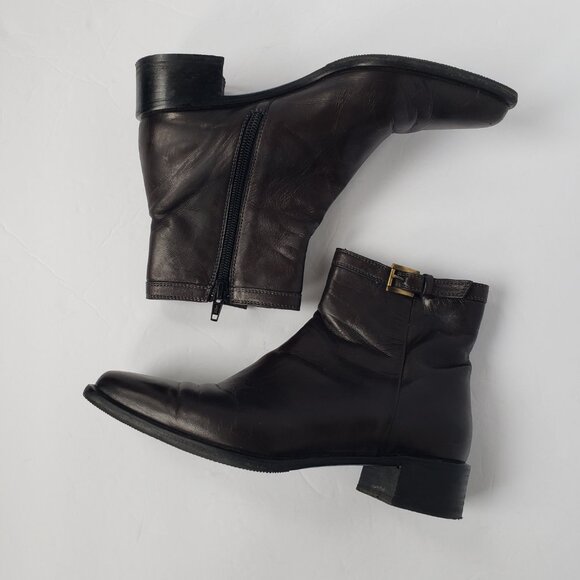 Sante Borella Italian Leather Block Heel Brown Chelsea Ankle Boots - Picture 5 of 12